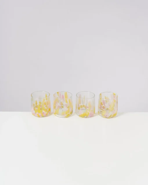 Motel a Miio Kleine Gläser|Gläser Sets %^Alegria - Set Of 4 Glasses Small Big Drops Pink Yellow