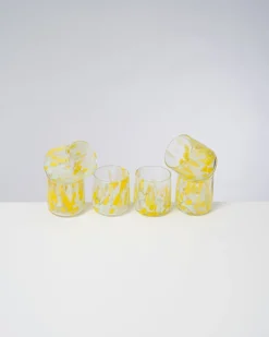 Motel a Miio Kleine Gläser|Gläser Sets %^Alegria - Set Of 6 Glasses Small Big Drops Yellow