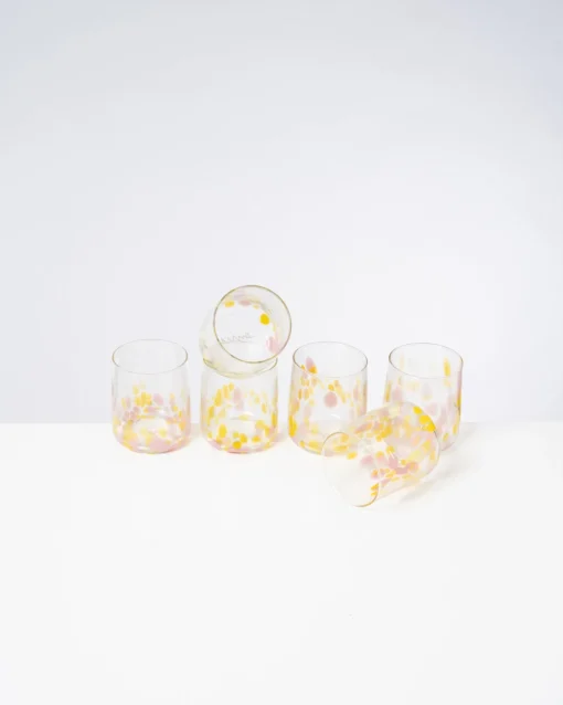 Motel a Miio Kleine Gläser|Gläser Sets %^Alegria - Set Of 6 Glasses Small Big Drops Pink Yellow