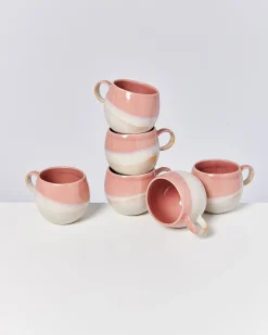 Motel a Miio Tassen-Sets^Bica - Set Of 6 Mugs Big Pink, Cream