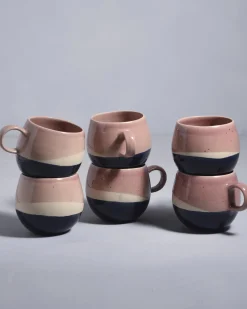 Motel a Miio Tassen-Sets^Bica - Set Of 6 Mugs Big Pink, Navy, Cream