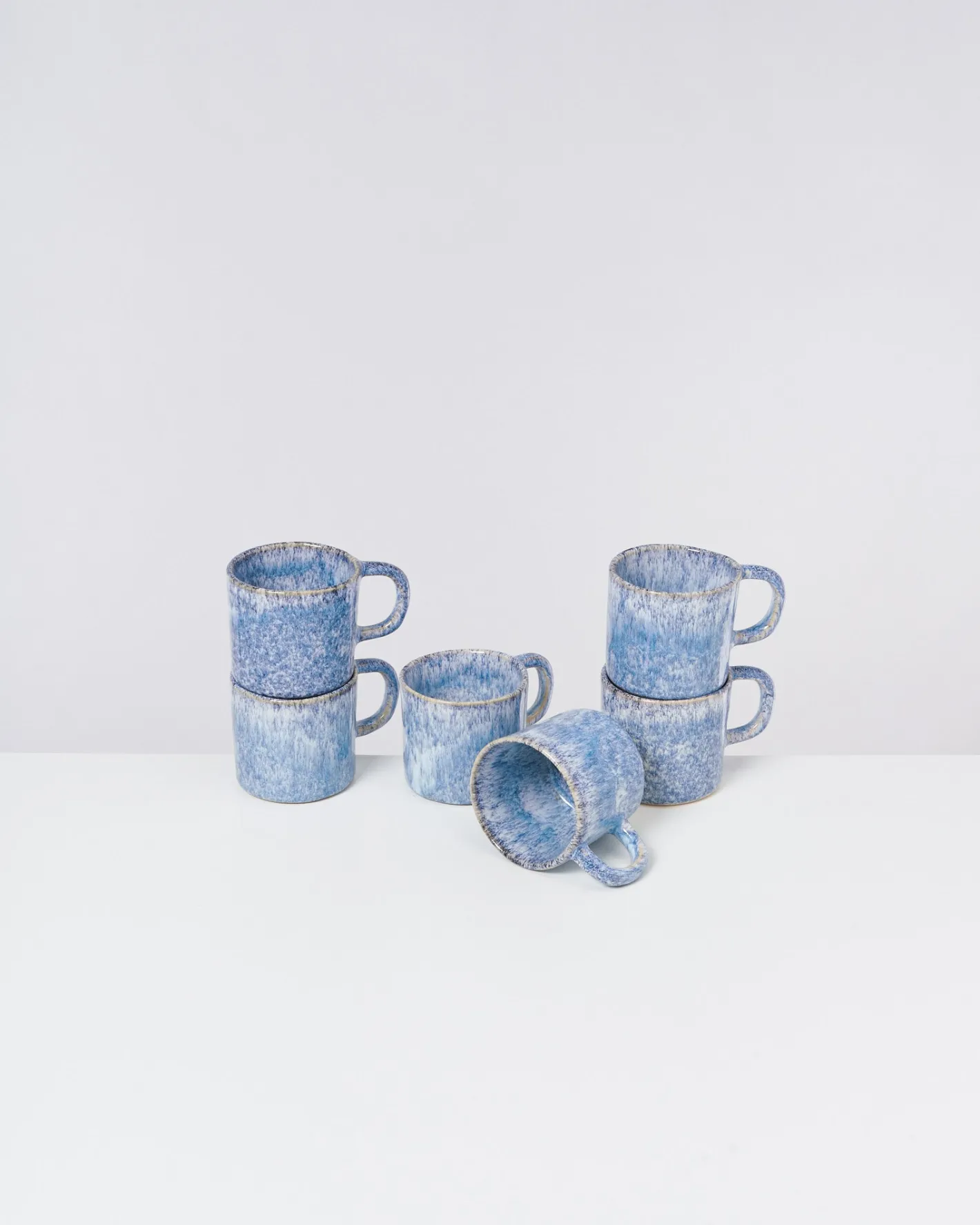 Motel a Miio Tassen-Sets^Cordoama - Set Of 6 Mugs Small Blue Speckled
