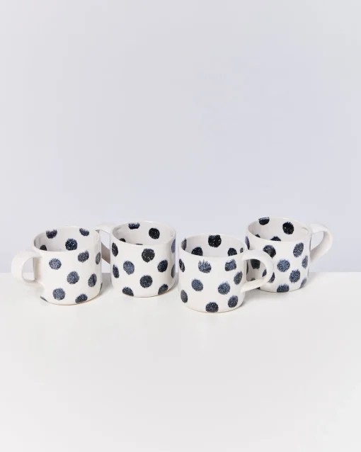 Motel a Miio Tassen-Sets^Nódoa - Set Of 4 Mugs Black Dots