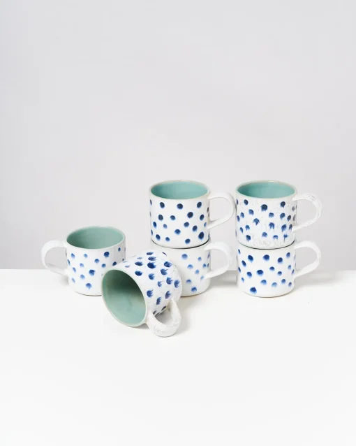 Motel a Miio Tassen-Sets^Nódoa - Set Of 6 Mugs Mint With Dots