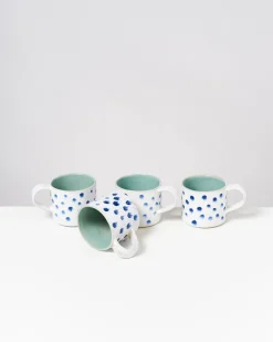 Motel a Miio Tassen-Sets^Nódoa - Set Of 4 Mugs Mint With Dots