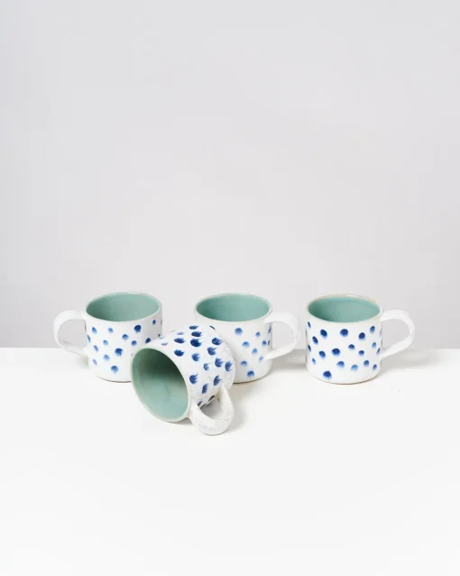 Motel a Miio Tassen-Sets^Nódoa - Set Of 4 Mugs Mint With Dots