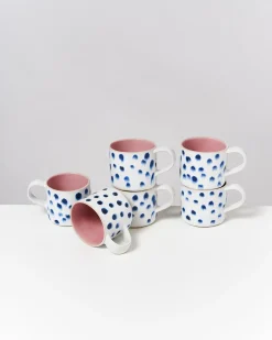Motel a Miio Tassen-Sets^Nódoa - Set Of 6 Mugs Pink With Dots