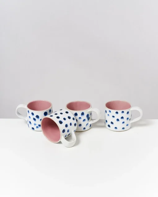 Motel a Miio Tassen-Sets^Nódoa - Set Of 4 Mugs Pink With Dots