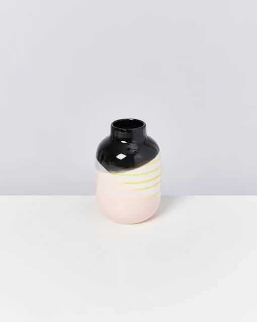 Motel a Miio Mittlere Vasen^Nuno Vase M - Black Rose Yellow Striped