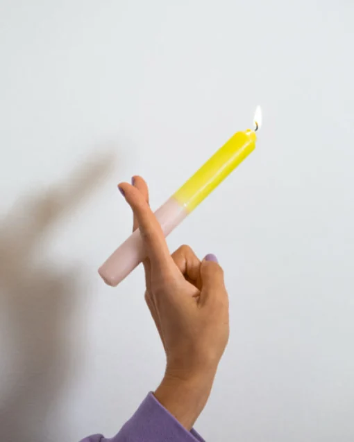 Motel a Miio Kerzen Und Kerzenständer^Seia - Set Of 2 Stick Candles Dip Dye Pink Lime