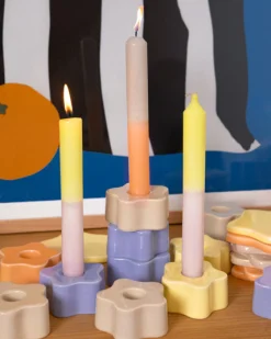 Motel a Miio Kerzen Und Kerzenständer^Seia - Set Of 2 Stick Candles Dip Dye Pink Lime