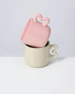 Motel a Miio Untertassen^Seia Cup & Saucer With Heart Pink